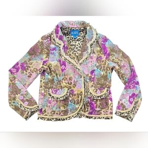 LEOPARD PURPLE ROSE VELVET JACKET Blazer Coat Children's Place 7/8 M